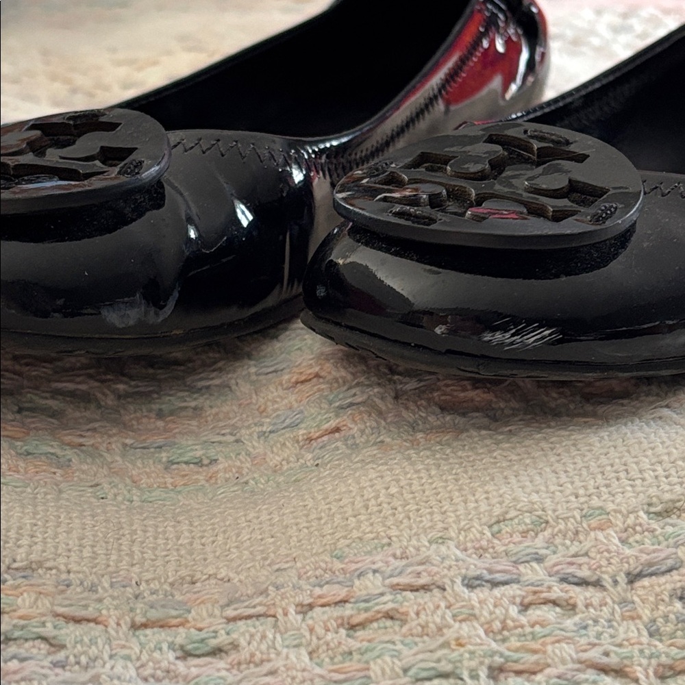 Tory Burch glossy black patent Reva ballet flats sz 8.5 w/box - Picture 7 of 8